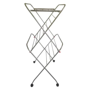 Homecare stainless steel cloth drying stand with 16 rods, 1 inch pipe, 3 feet width and wheels urban bageecha ludhiana